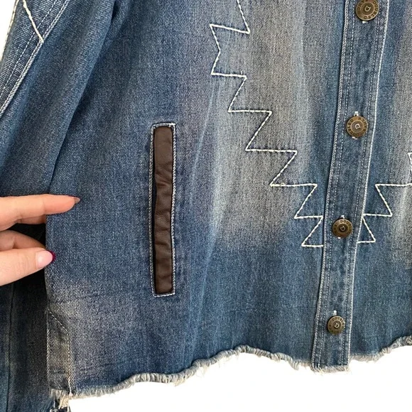 Double D Ranch PLUS Boho Western Desert Dry Goods Embroidered Jean Jacket Sz 1X - Picture 4 of 12